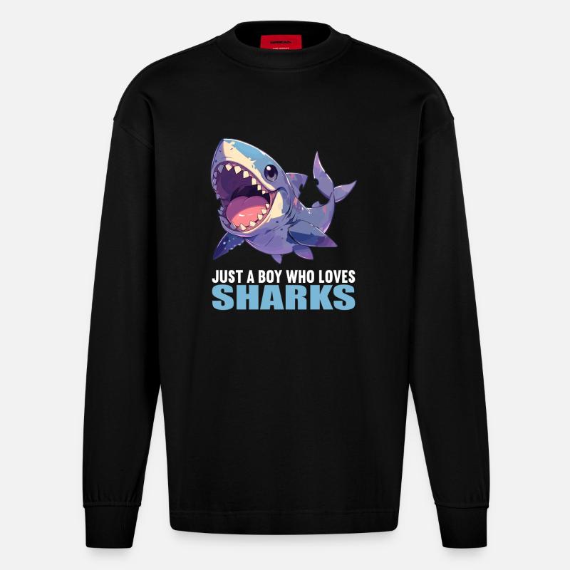 Requins Requin - Manches longues bio épais oversize fabriqué en UE - SOLID BLACK