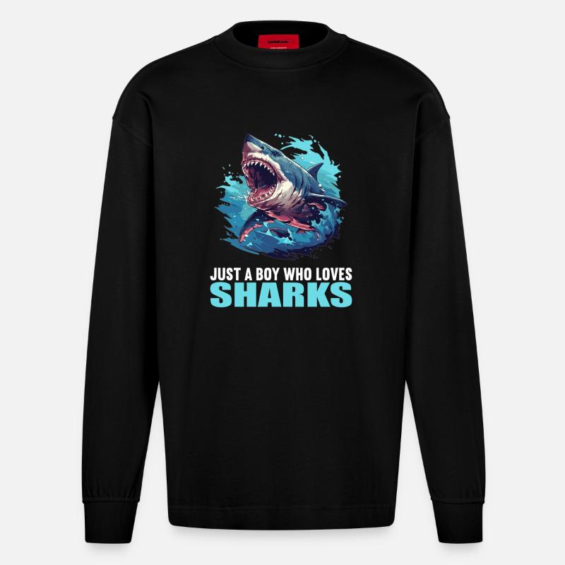 Requins Requin - Manches longues bio épais oversize fabriqué en UE - SOLID BLACK