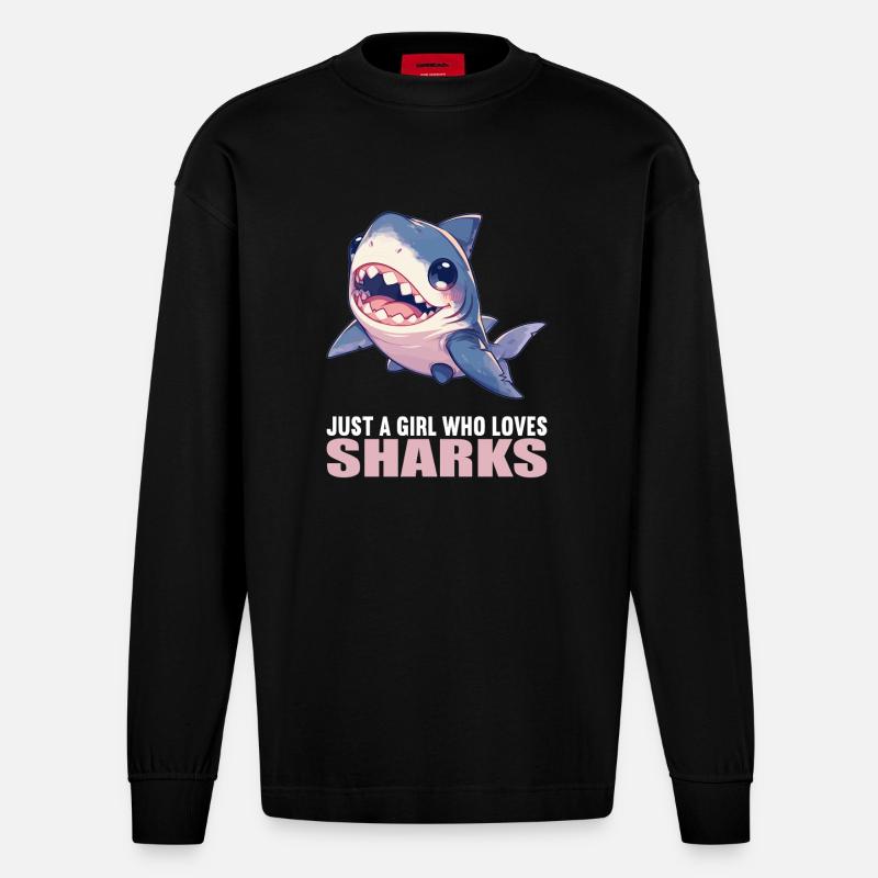 Requins Requin - Manches longues bio épais oversize fabriqué en UE - SOLID BLACK