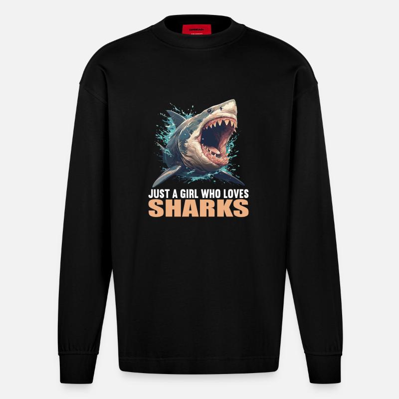 Requins Requin - Manches longues bio épais oversize fabriqué en UE - SOLID BLACK