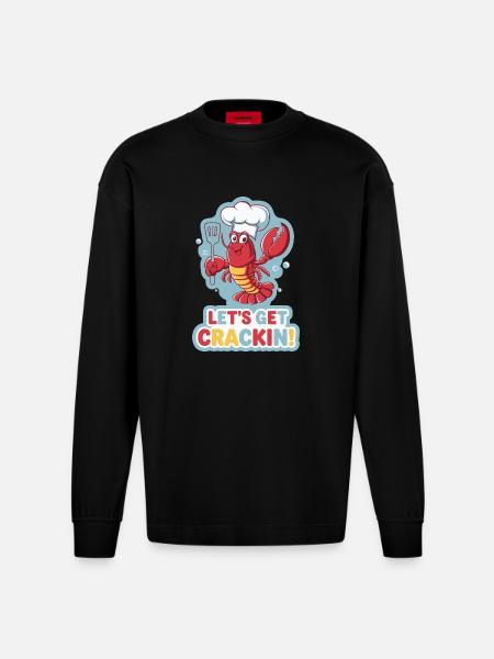 LET'S GET CRACKIN - Heavyweight Oversized Organic Longsleeve Shirt Made in EU - SOLID BLACK