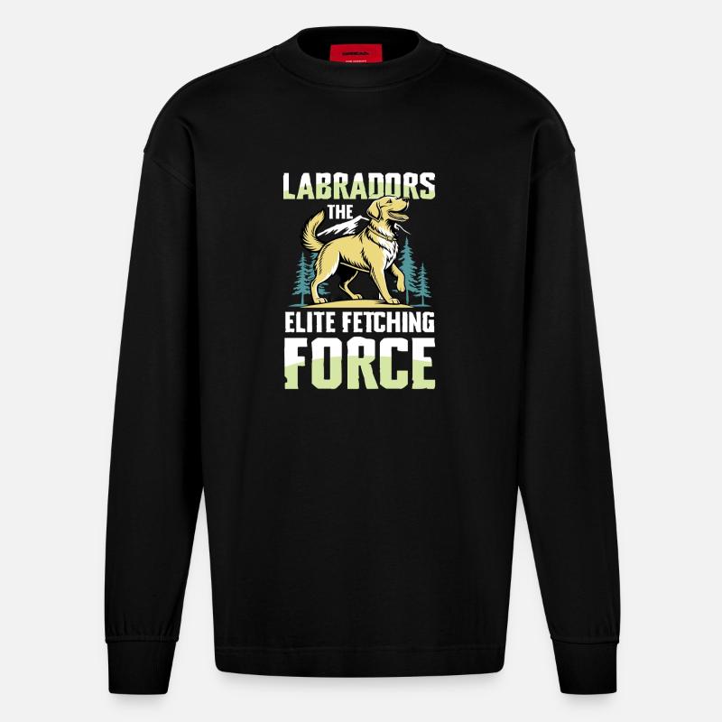 Jagd Mit Labrador - Heavyweight Oversized Organic Langarmshirt Made in EU - SOLID BLACK