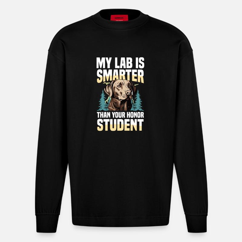 Jagd Mit Labrador - Heavyweight Oversized Organic Langarmshirt Made in EU - SOLID BLACK