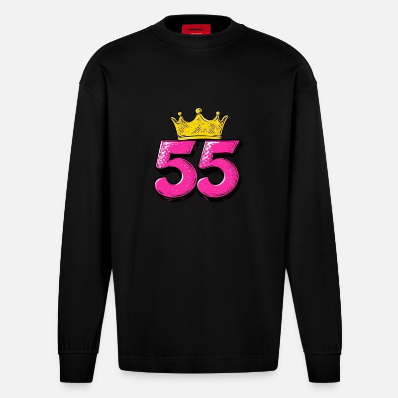 Couronne à 55 chiffres - Manches longues bio épais oversize fabriqué en UE - SOLID BLACK