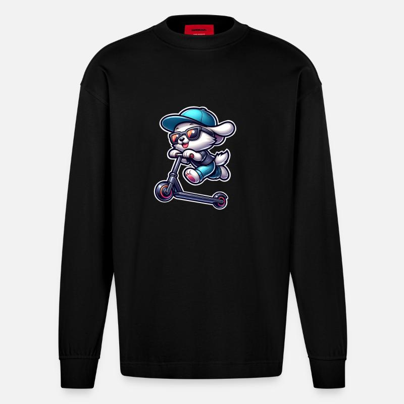 E-Scooter E-Scooter Scooter Chien - Manches longues bio épais oversize fabriqué en UE - SOLID BLACK