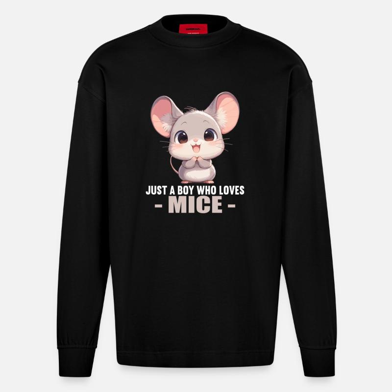 Mäuse Maus - Heavyweight Oversized Organic Langarmshirt Made in EU - SOLID BLACK
