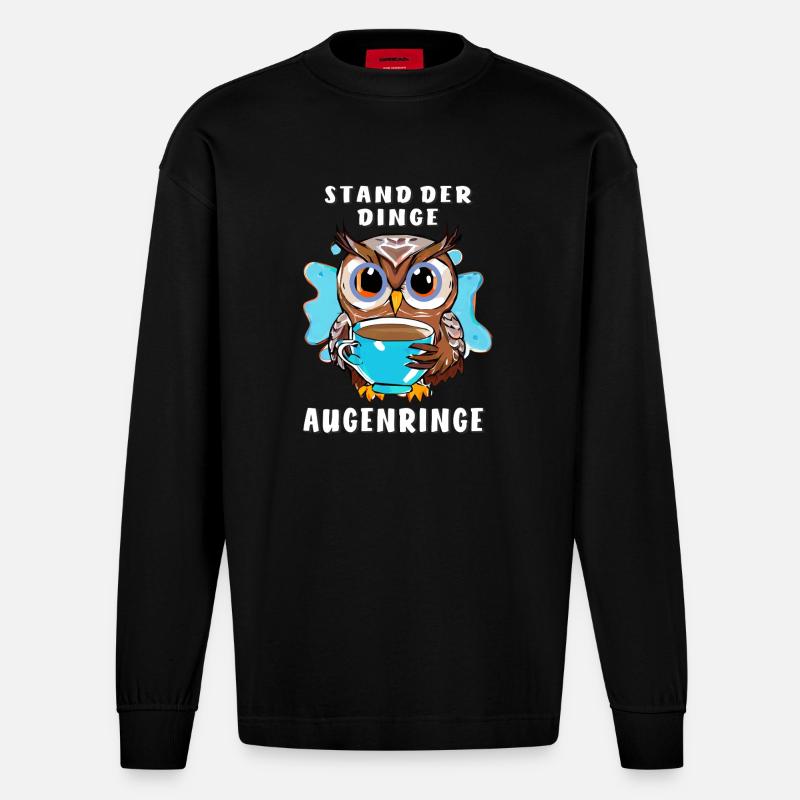 EULE STAND DER DINGE AUGENRINGE - Heavyweight Oversized Organic Langarmshirt Made in EU - SOLID BLACK