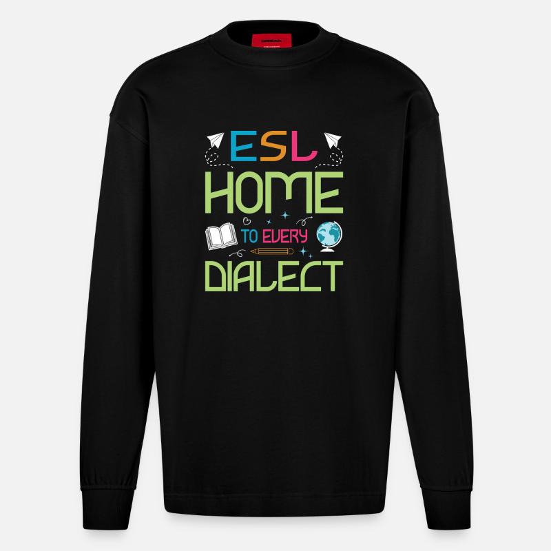 ESL-Lehrer ESL Unterricht - Heavyweight Oversized Organic Langarmshirt Made in EU - SOLID BLACK