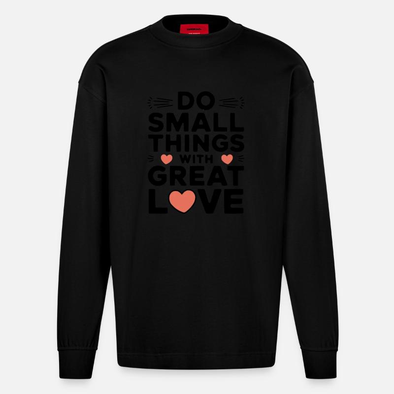Compassion Humanité Motivation Empathie Gentillesse - Manches longues bio épais oversize fabriqué en UE - SOLID BLACK