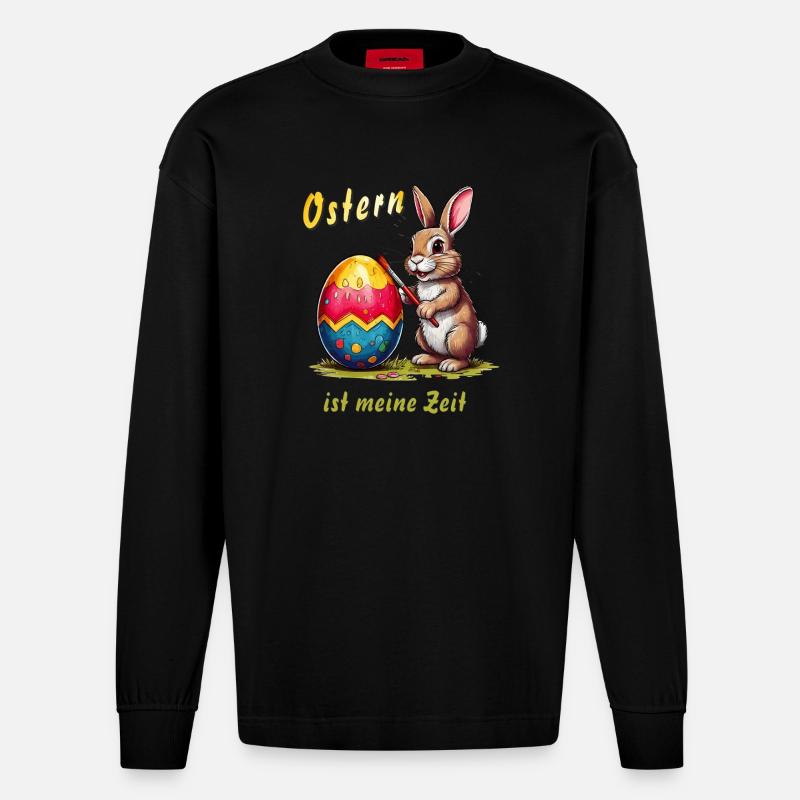 Pâques est mon heure - Manches longues bio épais oversize fabriqué en UE - SOLID BLACK