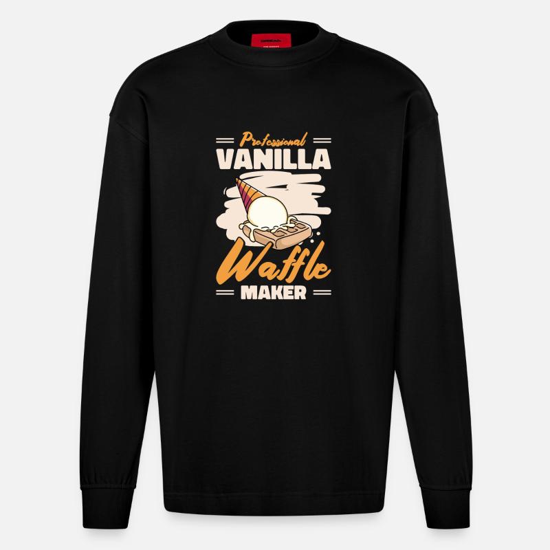 Professional Vanilla Waffle Maker - Heavyweight Oversized Organic Langarmshirt Made in EU - SOLID BLACK
