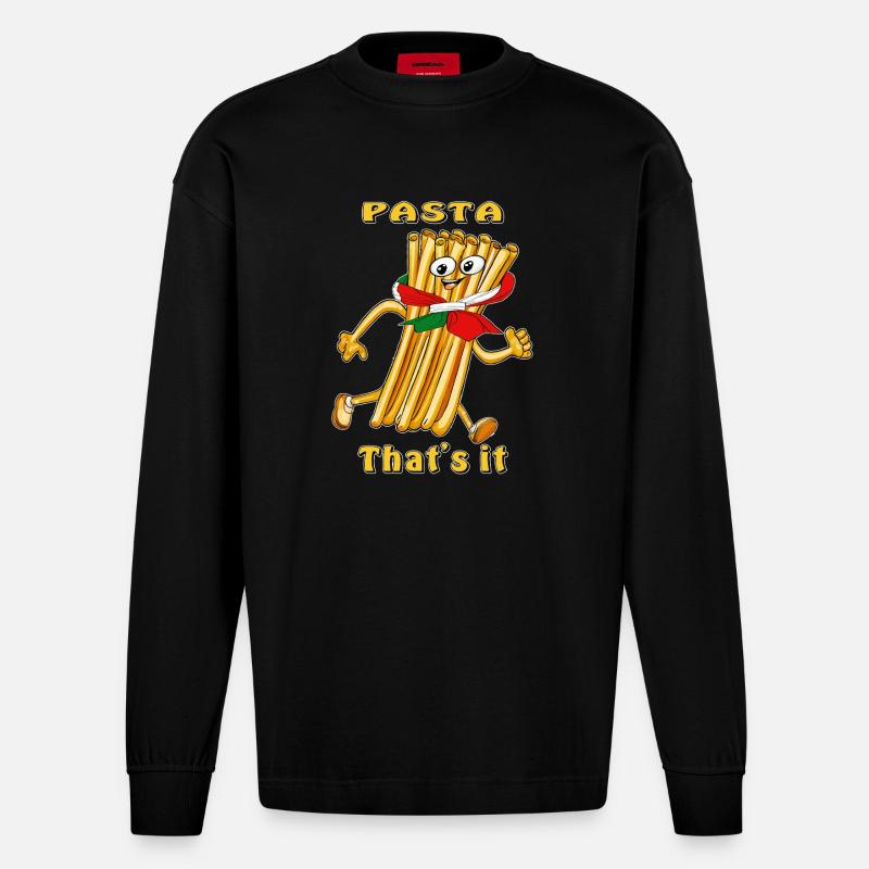 PASTA That's it - Heavyweight Oversized Organic Langarmshirt Made in EU - SOLID BLACK