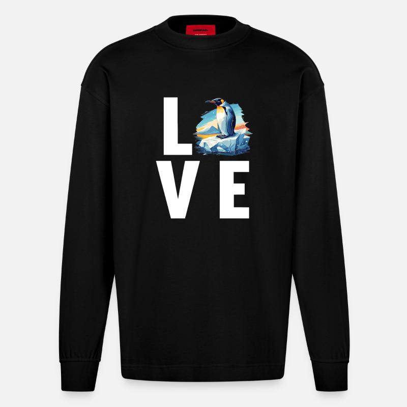 Pinguine Pinguin - Heavyweight Oversized Organic Langarmshirt Made in EU - SOLID BLACK