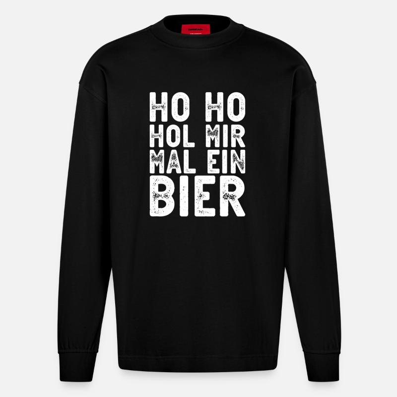 bier1 Zeichenfläche 1 - Heavyweight Oversized Organic Langarmshirt Made in EU - SOLID BLACK