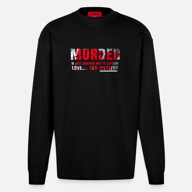 Murder Mystery Dinner Fun Night - Manches longues bio épais oversize fabriqué en UE - SOLID BLACK