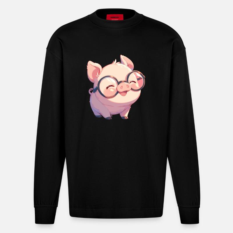 Cochon Cochon - Manches longues bio épais oversize fabriqué en UE - SOLID BLACK