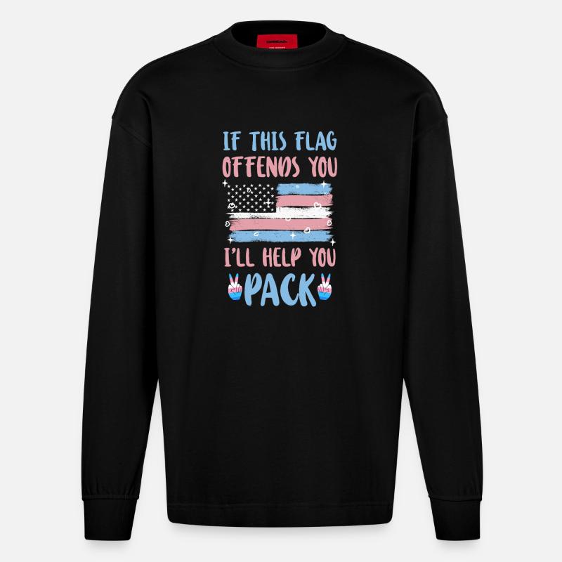 Transgender Trans LGBT Pride - Heavyweight Oversized Organic Langarmshirt Made in EU - SOLID BLACK