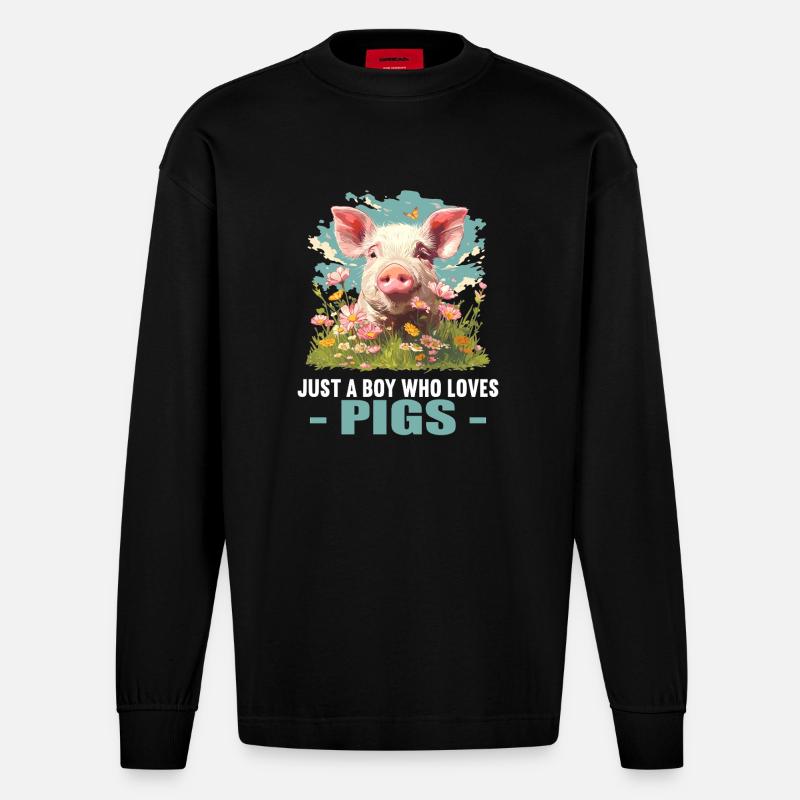 Cochon Cochon - Manches longues bio épais oversize fabriqué en UE - SOLID BLACK