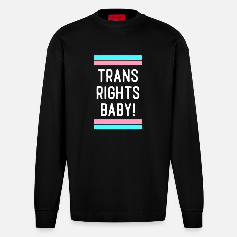 Transgender Trans LGBT Pride - Heavyweight Oversized Organic Langarmshirt Made in EU - SOLID BLACK