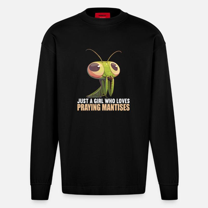Gottesanbeterinnenen Gottesanbeterin - Heavyweight Oversized Organic Langarmshirt Made in EU - SOLID BLACK