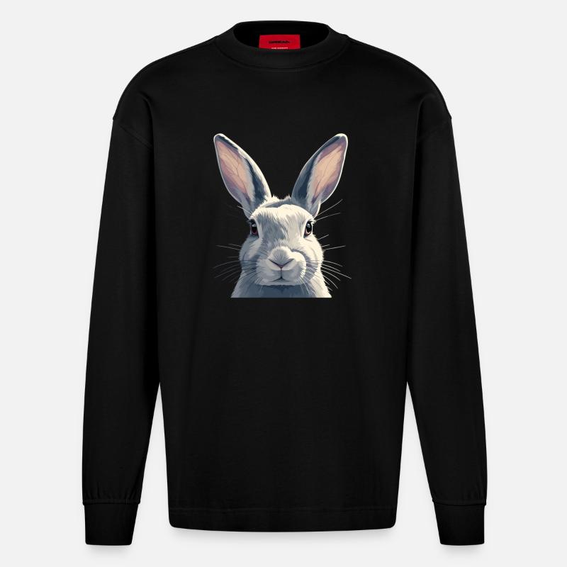 Hasen Hase - Heavyweight Oversized Organic Langarmshirt Made in EU - SOLID BLACK