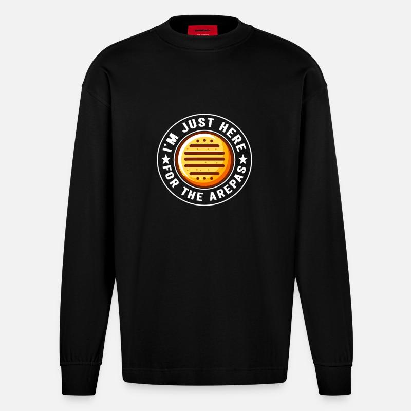 Venezolanische Arepas - Heavyweight Oversized Organic Langarmshirt Made in EU - SOLID BLACK
