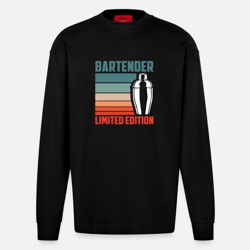 Bartender Limitierte Edition - Heavyweight Oversized Organic Langarmshirt Made in EU - SOLID BLACK