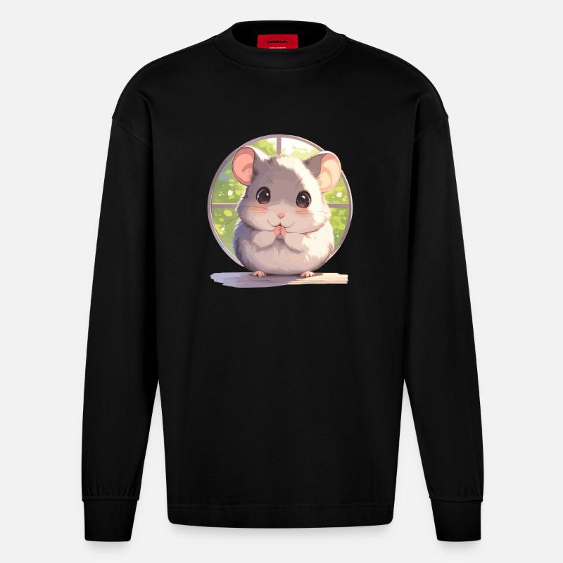 Ratten Ratte - Heavyweight Oversized Organic Langarmshirt Made in EU - SOLID BLACK