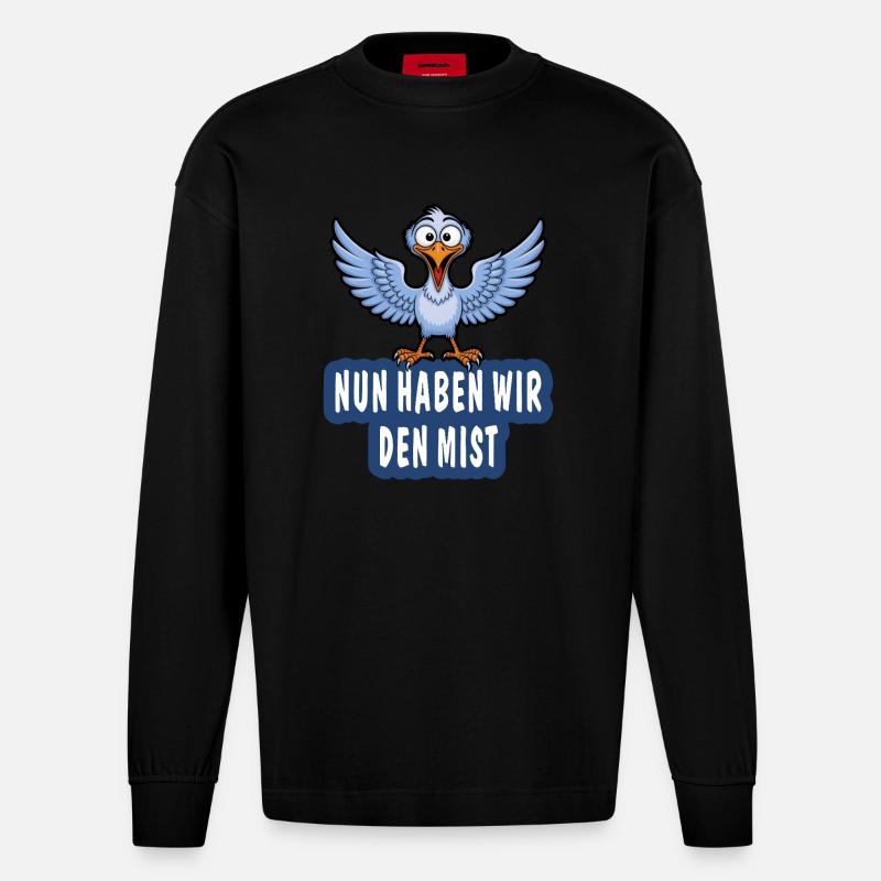 MAINTENANT, NOUS AVONS LA MERDE - Manches longues bio épais oversize fabriqué en UE - SOLID BLACK