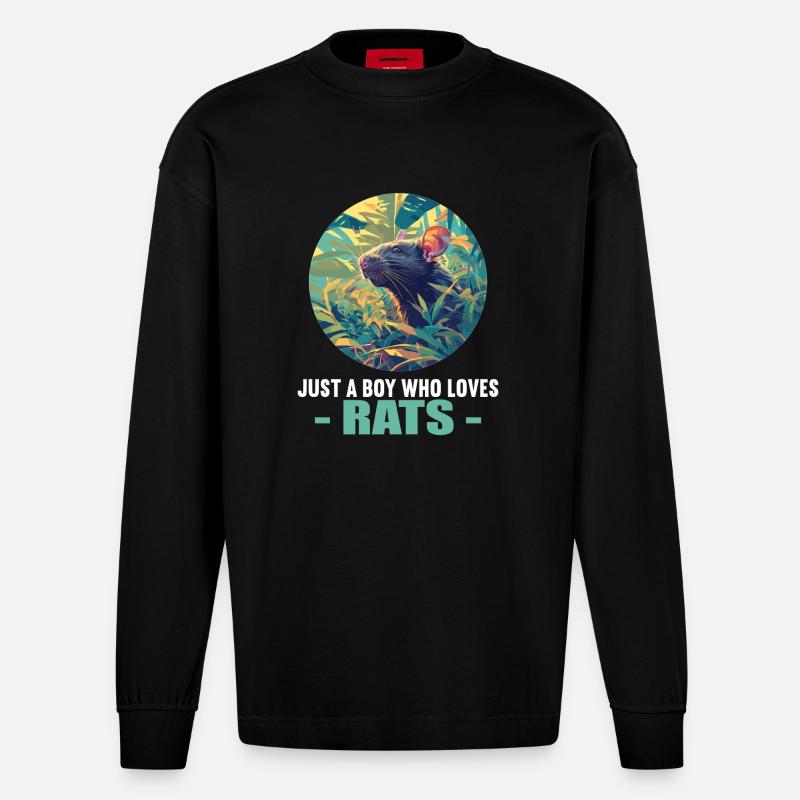 Ratten Ratte - Heavyweight Oversized Organic Langarmshirt Made in EU - SOLID BLACK