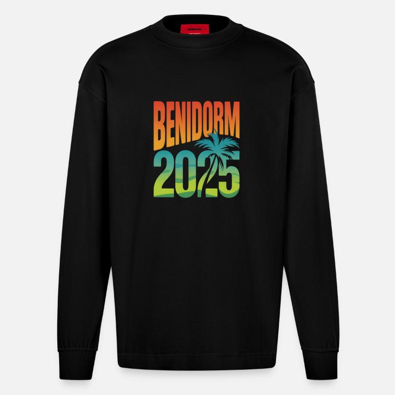 Benidorm 2025 - Heavyweight Oversized Organic Langarmshirt Made in EU - SOLID BLACK