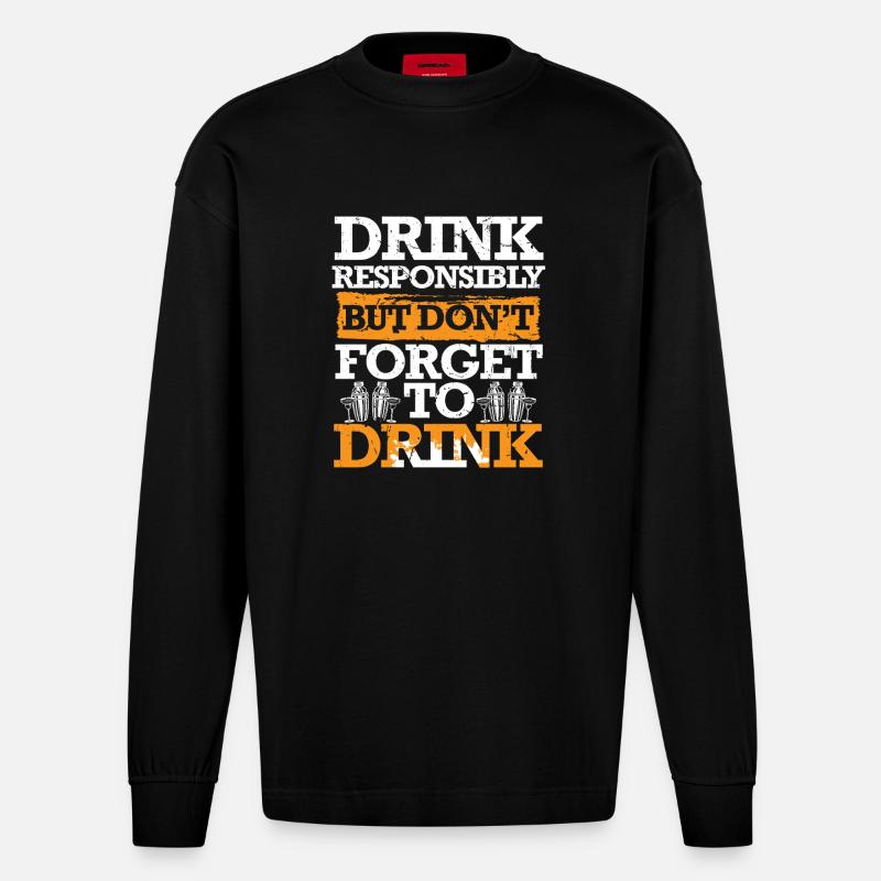 Bartender Bartender Bartending - Heavyweight Oversized Organic Longsleeve Shirt Made in EU - SOLID BLACK