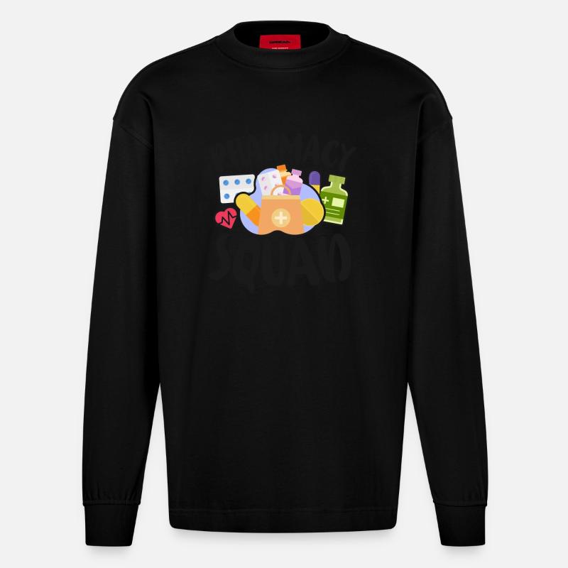 Pharmacy Tech Technician - Heavyweight Oversized Organic Longsleeve Shirt Made in EU - SOLID BLACK