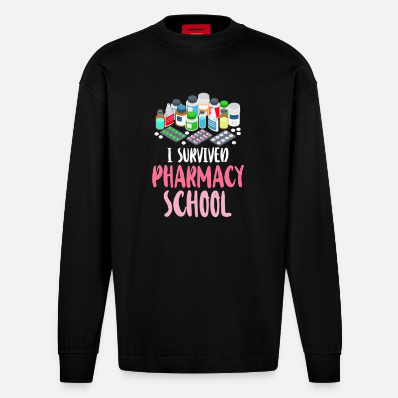 Pharmacy Tech Technician - Heavyweight Oversized Organic Langarmshirt Made in EU - SOLID BLACK