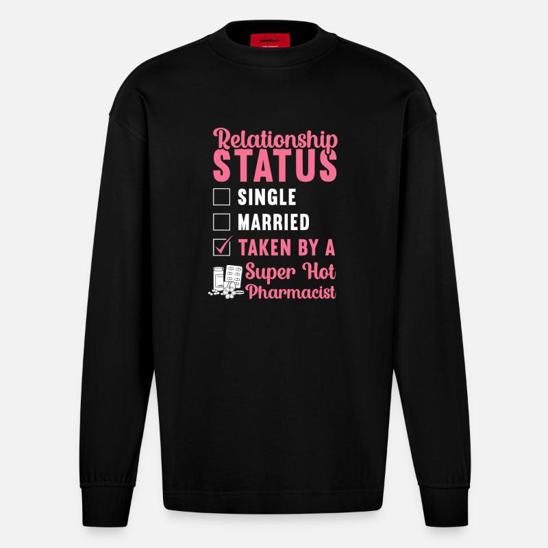 Pharmacy Tech Technician - Heavyweight Oversized Organic Langarmshirt Made in EU - SOLID BLACK