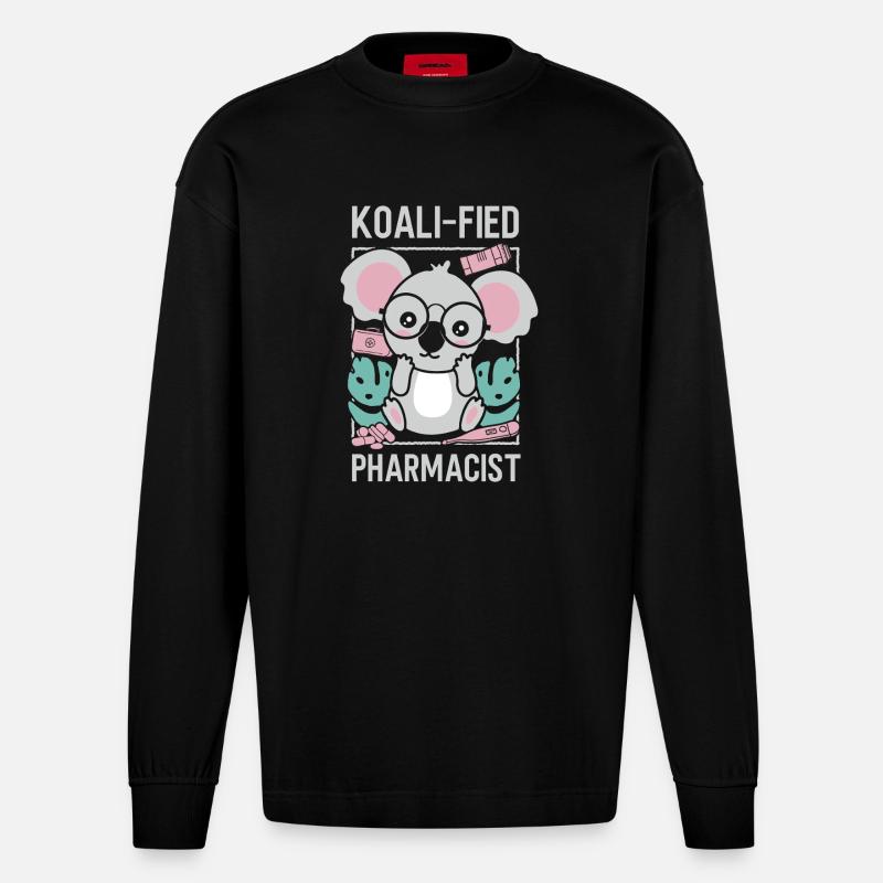 Pharmacy Tech Technician - Heavyweight Oversized Organic Langarmshirt Made in EU - SOLID BLACK