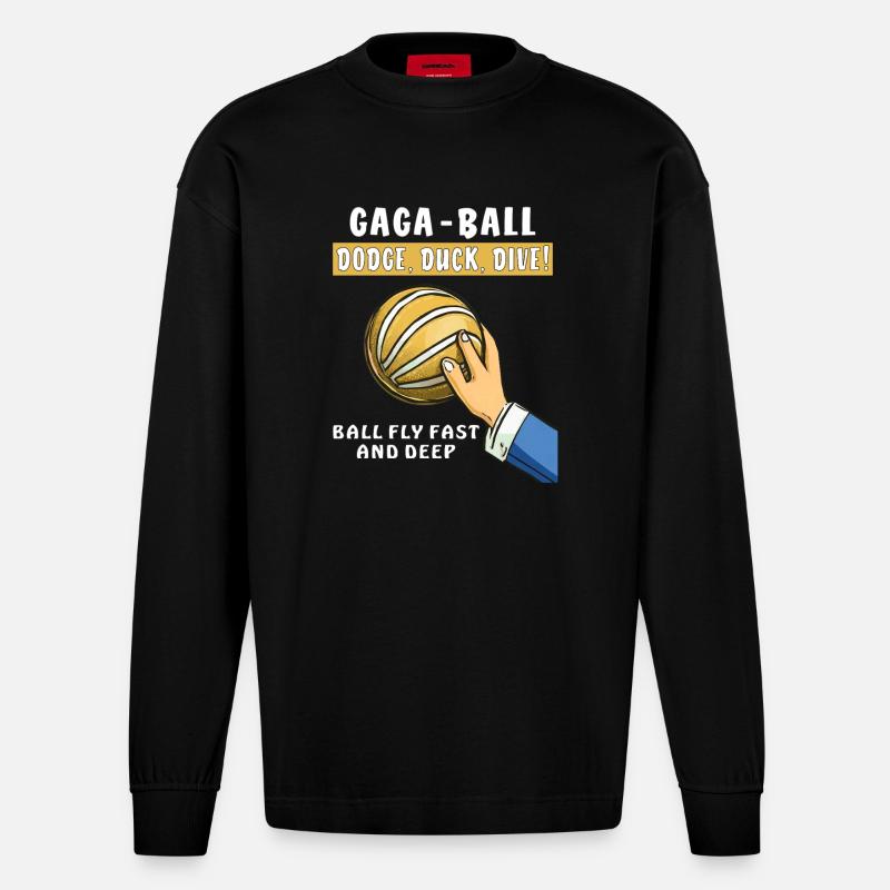 voelkerball gaga ball - Heavyweight Oversized Organic Langarmshirt Made in EU - SOLID BLACK