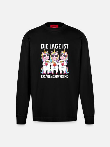 The situation is drunkenness - Heavyweight Oversized Organic Longsleeve Shirt Made in EU - SOLID BLACK