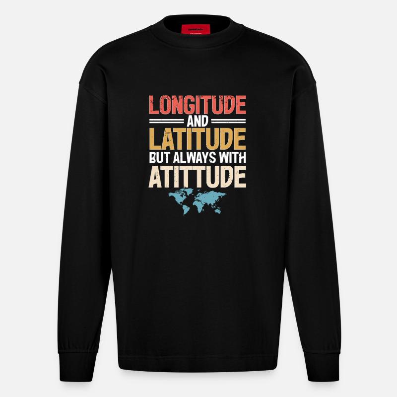 Geographic Information Systems - Heavyweight Oversized Organic Longsleeve Shirt Made in EU - SOLID BLACK