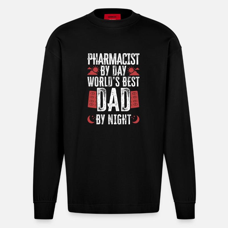 Pharmacy Tech Technician - Heavyweight Oversized Organic Langarmshirt Made in EU - SOLID BLACK