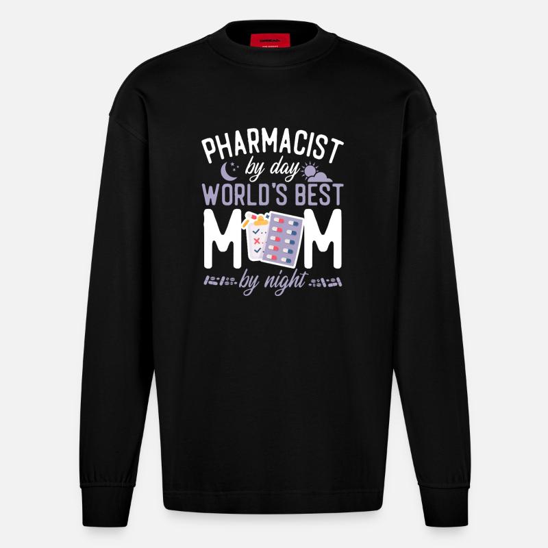 Pharmacy Tech Technician - Heavyweight Oversized Organic Langarmshirt Made in EU - SOLID BLACK