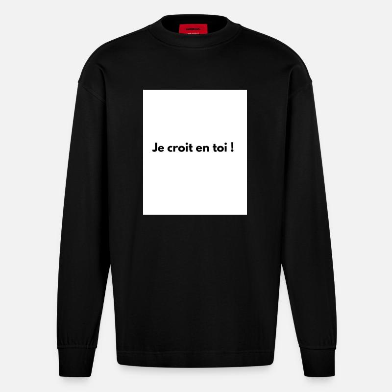 Ich glaube an dich! - Heavyweight Oversized Organic Langarmshirt Made in EU - SOLID BLACK