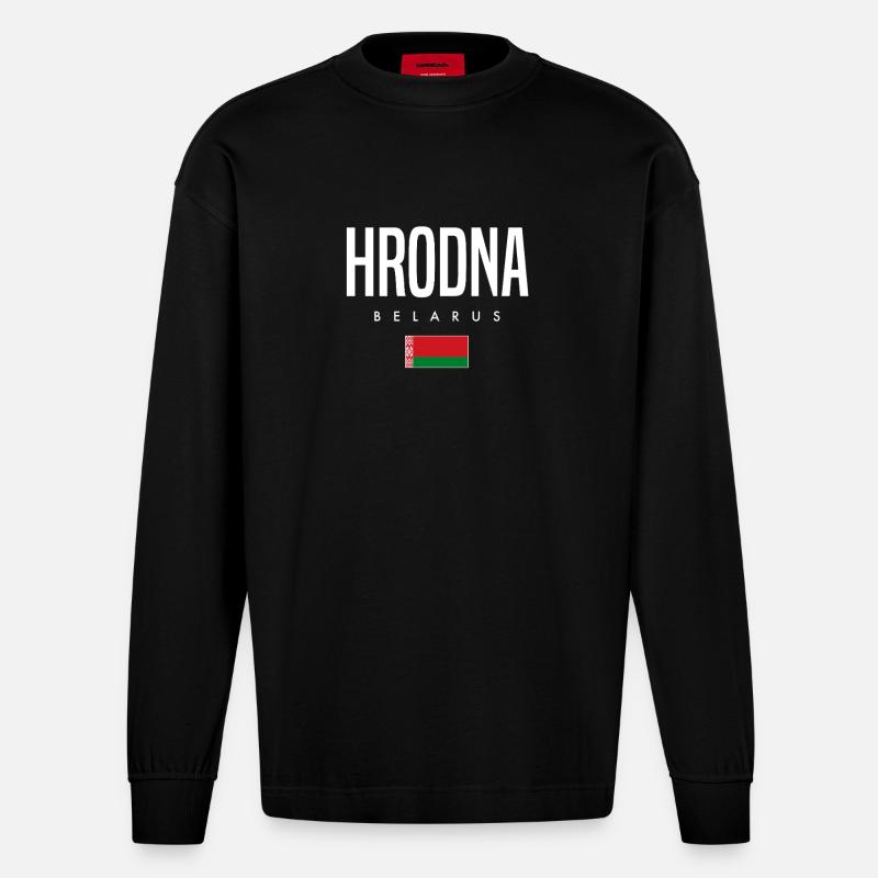 Hrodna, Biélorussie, Biélorussie - Manches longues bio épais oversize fabriqué en UE - SOLID BLACK