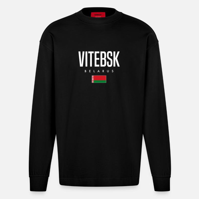 Vitebsk, Biélorussie, Biélorussie - Manches longues bio épais oversize fabriqué en UE - SOLID BLACK