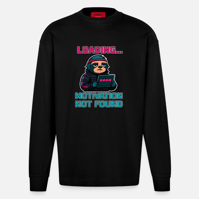 Loading... Motivation Not Found - Heavyweight Oversized Organic Langarmshirt Made in EU - SOLID BLACK