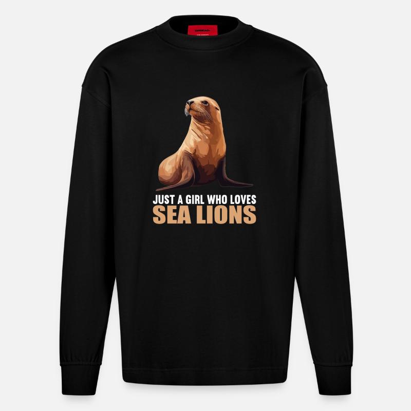 Seelöwen Seelöwe - Heavyweight Oversized Organic Langarmshirt Made in EU - SOLID BLACK