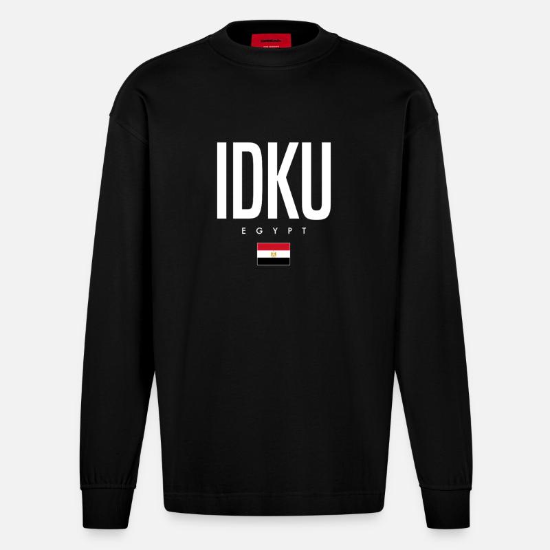 Idku, Égypte - Manches longues bio épais oversize fabriqué en UE - SOLID BLACK