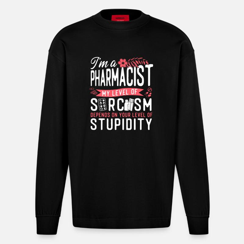 Technicien en pharmacie - Manches longues bio épais oversize fabriqué en UE - SOLID BLACK