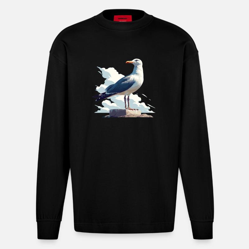Mouettes Mouette - Manches longues bio épais oversize fabriqué en UE - SOLID BLACK