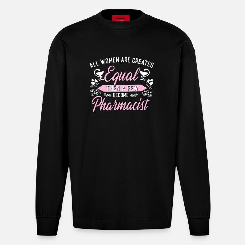 Pharmacy Tech Technician - Heavyweight Oversized Organic Langarmshirt Made in EU - SOLID BLACK